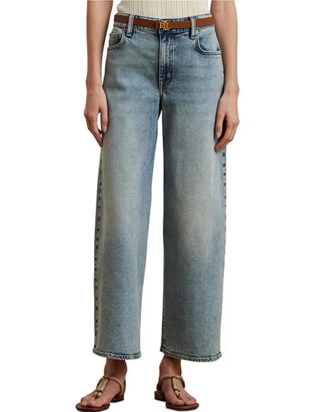 NWT Lauren Ralph Lauren High-Rise Wide Leg Cropped Jeans